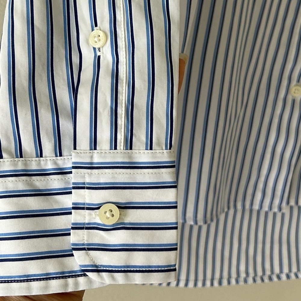 Ralph Lauren Blue and White Striped Button Down Shirt - Picture 10 of 15